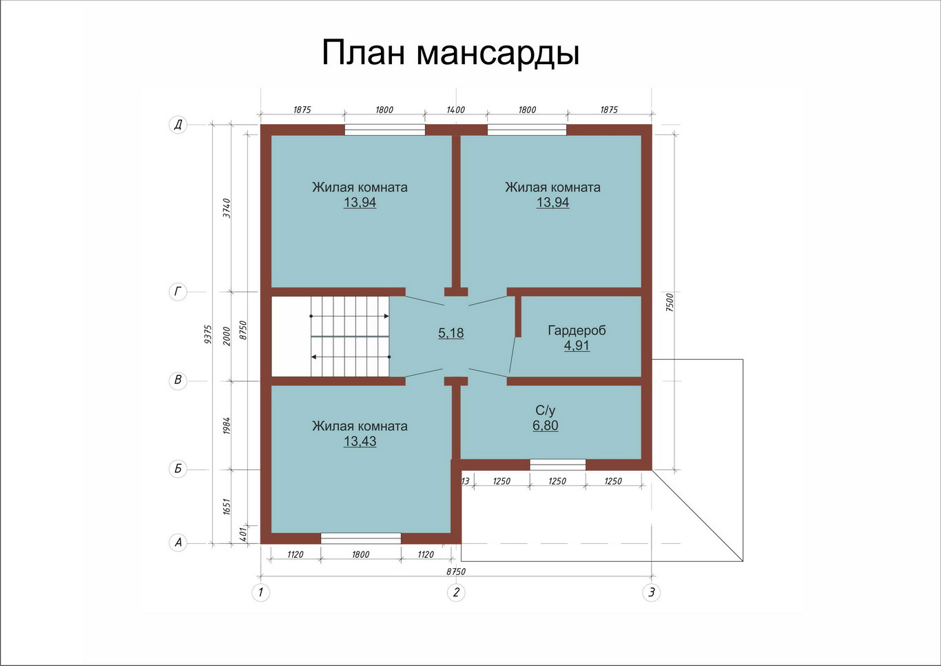 План мансардного этажа